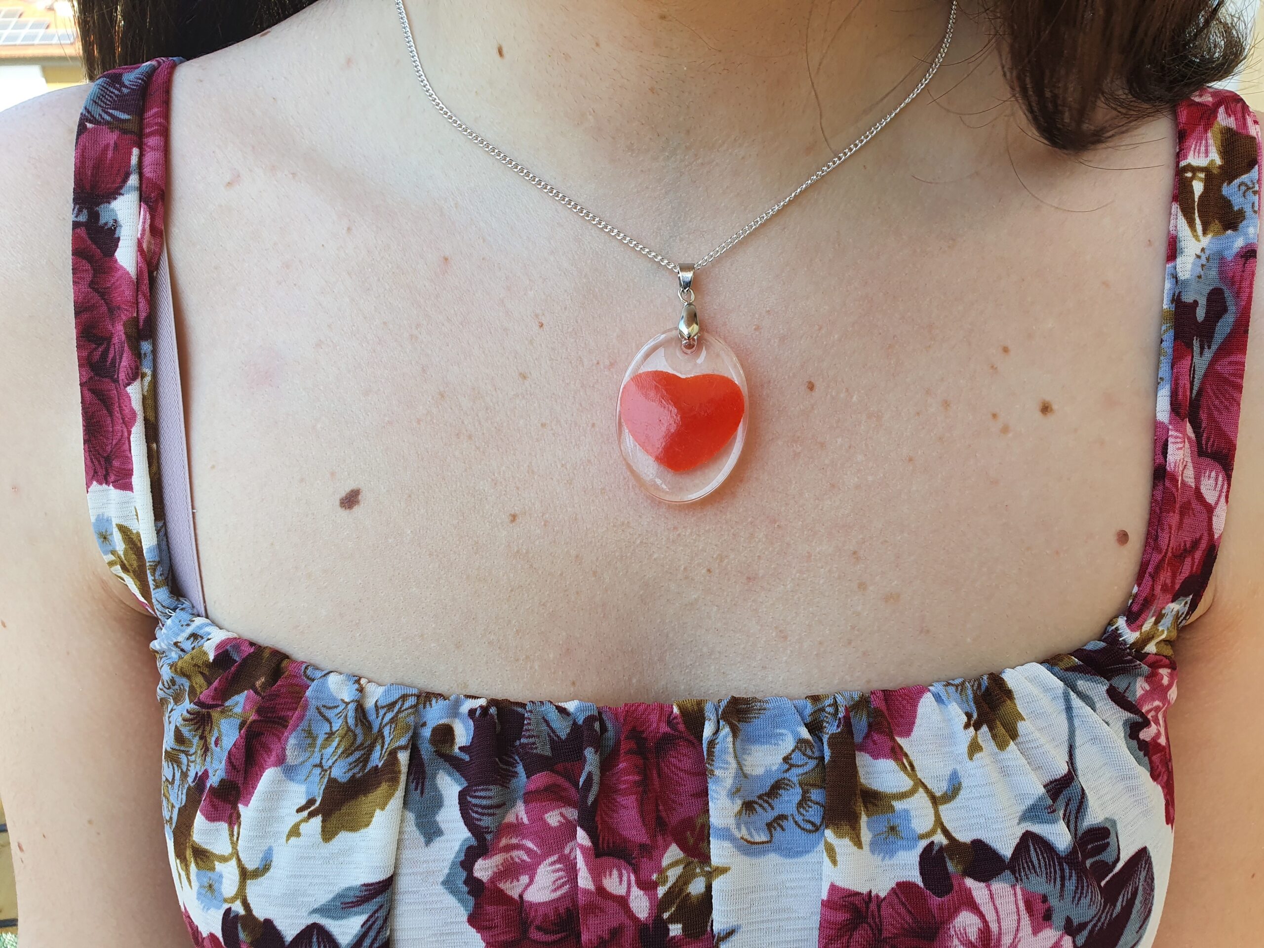 Resina ovale - collana cuore resina - ciondolo romantico