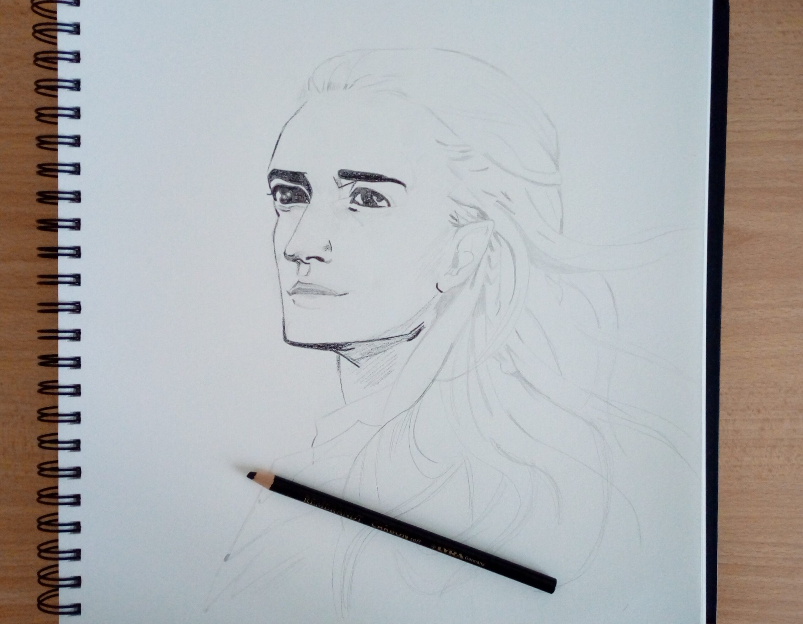 Legolas disegno a carboncino - Elfo Legolas - disegno elfo - immagine 2
