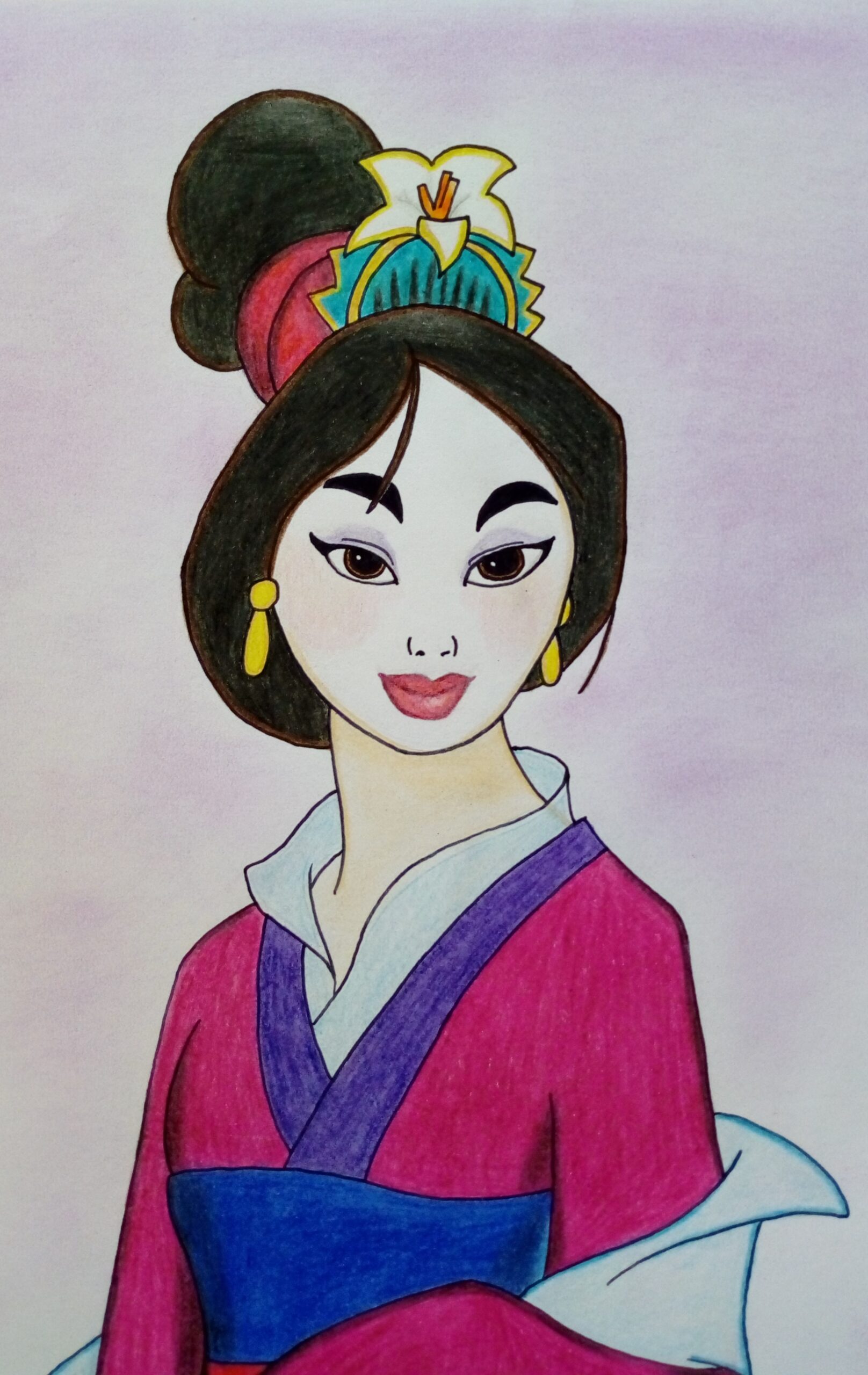 Disegno Mulan - quadro principessa cinese - donna con kimono - Image 3
