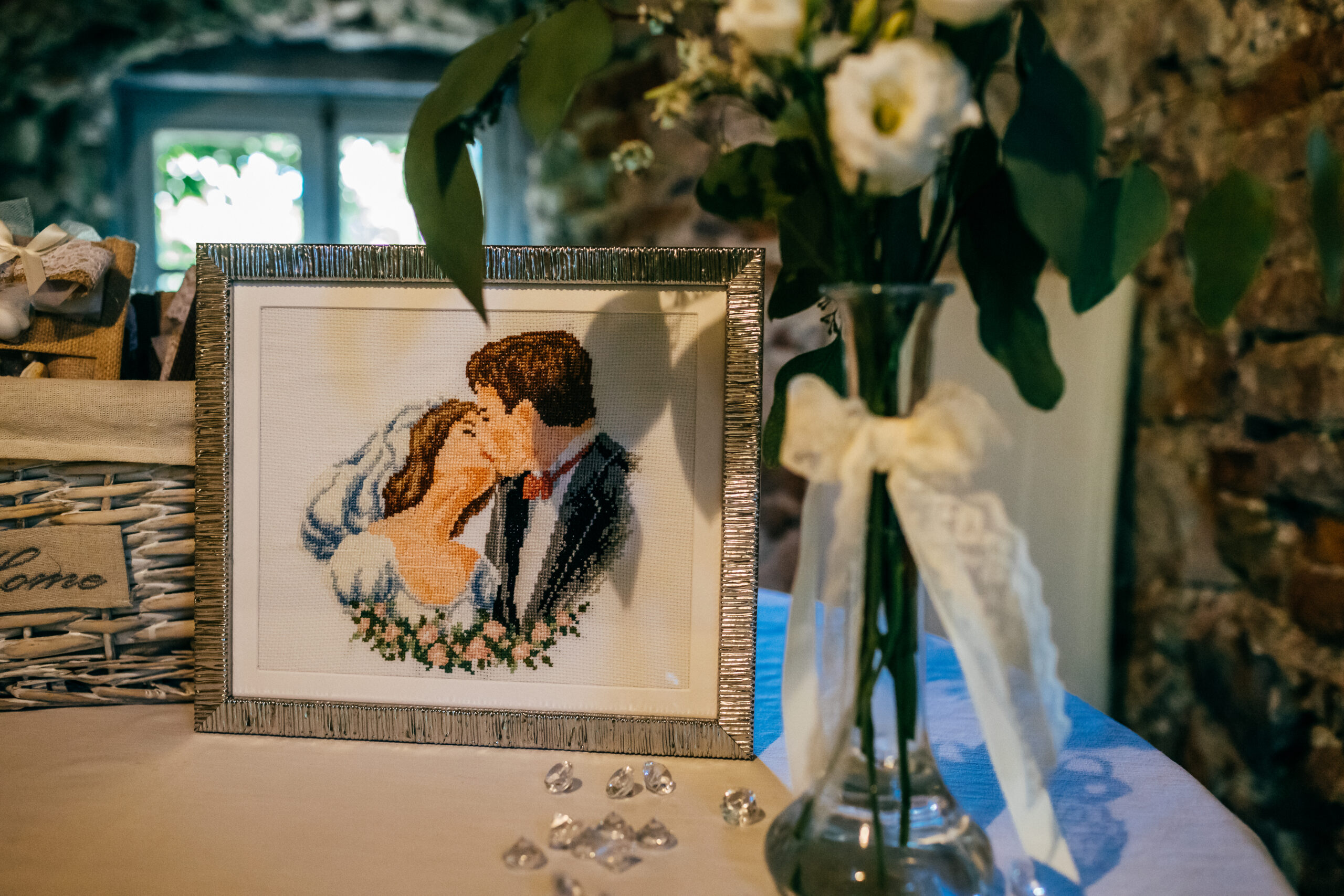 Quadro matrimonio / quadro sposi / coppia di sposi / regalo di nozze / sposi ricamati