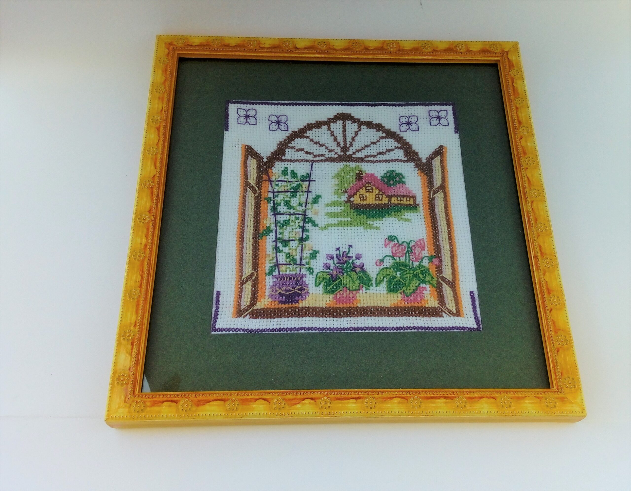 Quadri con fiori, arredo con fiori, fiori e piante a punto croce, Cornice inclusa - immagine 5